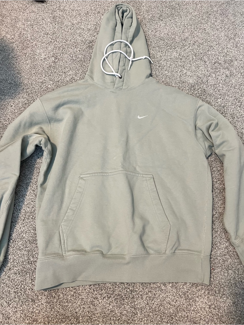 Nike Men's Sage Green Hooded Pullover with White Swoosh